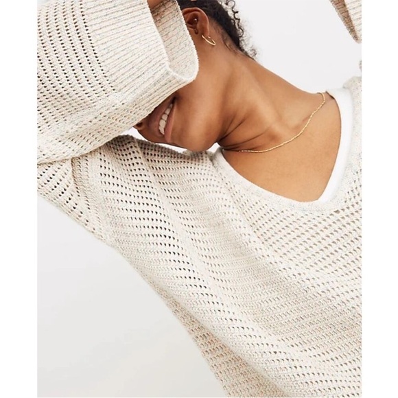 Madewell Rainbow Marled Seville Pullover Sweater Boxy Cropped Marled Beach XS - Picture 3 of 12